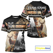 Load image into Gallery viewer, Red Deer Hunting Autumn Camo Custom Name American Flag - Best Gift Ideas for Hunters NBT40