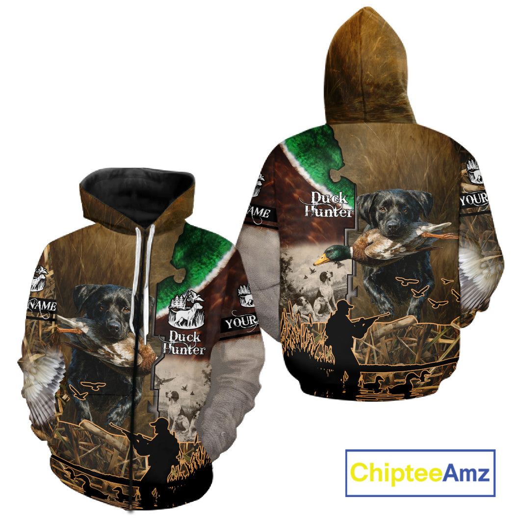 Duck Hunting with Dog Black Labs 3D All Over Printing Shirts for Men, Gifts for Duck Hunters NBT45