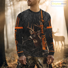 Load image into Gallery viewer, Custom Shadow Buck Black Camo Deer Hunting Shirts for Men, Deer Hunting Crew Clothes NBT54
