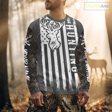 Load image into Gallery viewer, Personalized Dark Camo Deer Hunting Shirt with US Flag &amp; Deer Buck, Hunter Gifts NBT60