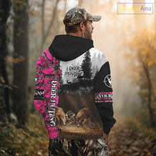 Load image into Gallery viewer, Deer Hunting Pink Camo Custom Name 3D All Over Print Shirts, Hunting Gifts NBT66