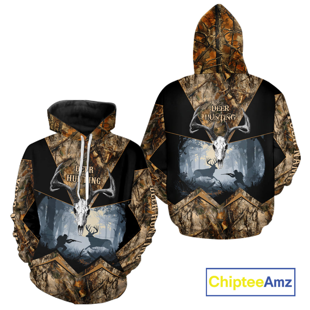 Custom 3D Deer Hunting Forest Camo with Big Buck Shirt for Men, Best Hunting Gifts for Hunters NBT72