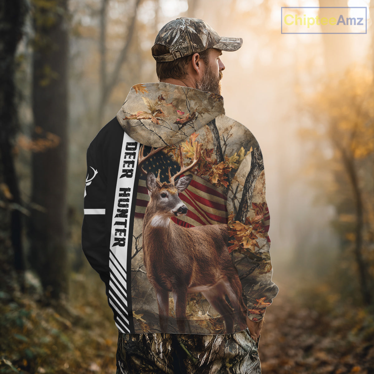 Beautiful Deer Hunting American flag Custom Name Shirt for Hunter NBT01