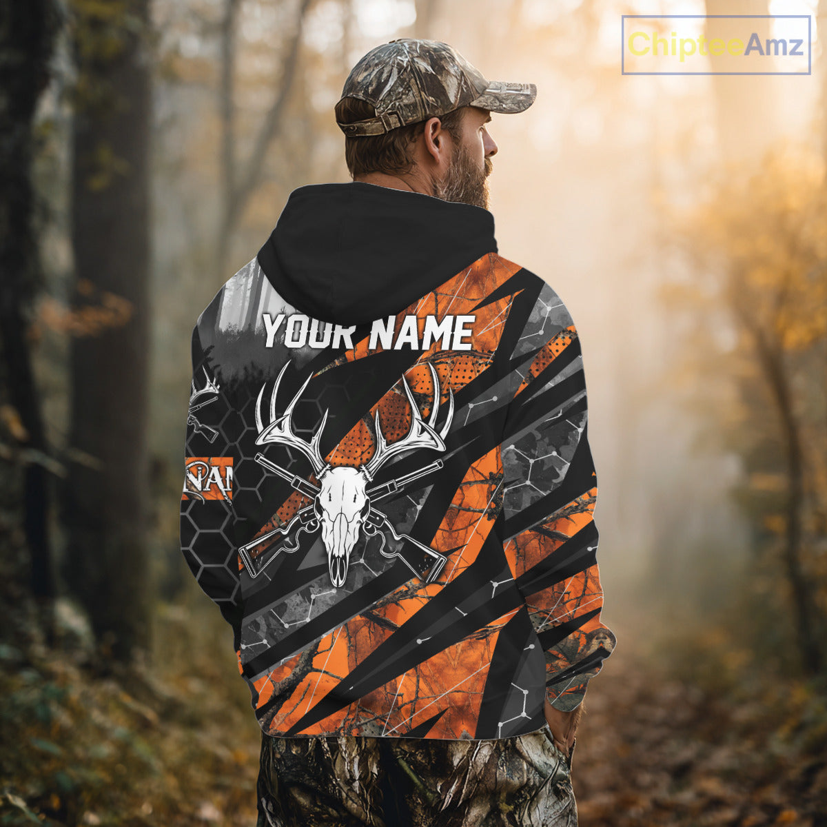 Personalized Orange Camo Deer Hunting Shirts for Men - Custom Name, Deer Hunting Gifts NBT36