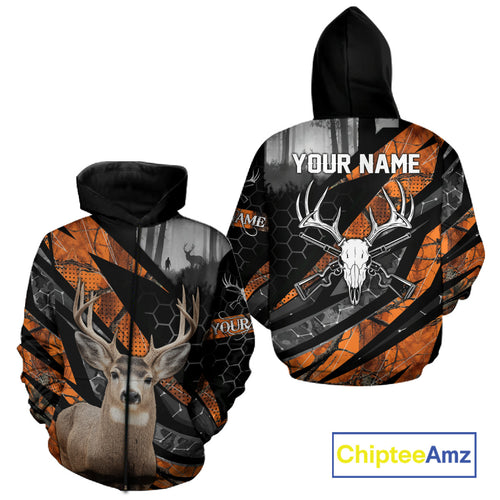 Personalized Orange Camo Deer Hunting Shirts for Men - Custom Name, Deer Hunting Gifts NBT36