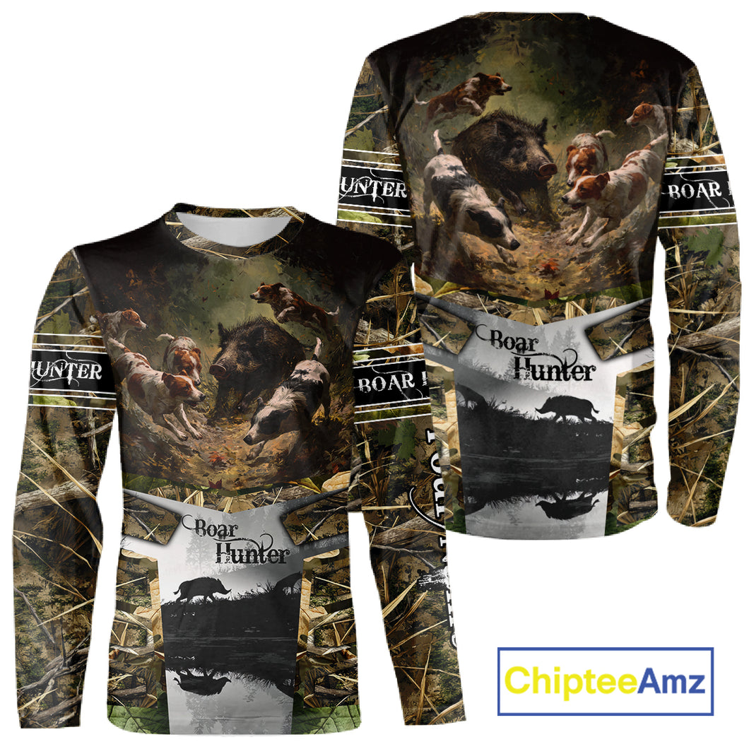 Custom Wild Hog Hunting Camo 3D Printed Shirts, Hunting Gifts for Boar Hunter NBT107