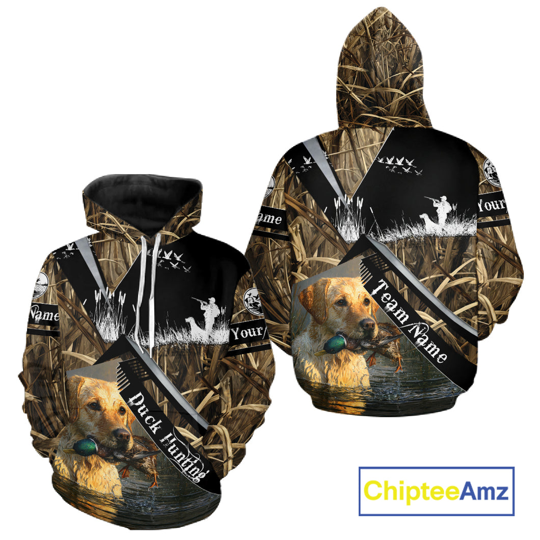 Duck Hunting Camo Shirt with Yellow Labrador Retriever for Duck Hunter - Best Duck Hunting Gifts NBT47