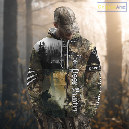 Personalized Forest Camo Deer Hunting 3D All Over Printed Custom Name Shirts Hunting Gifts NBT65