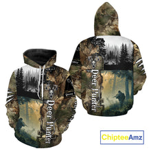 Load image into Gallery viewer, Personalized Forest Camo Deer Hunting 3D All Over Printed Custom Name Shirts Hunting Gifts NBT65