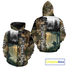 Load image into Gallery viewer, Personalized Forest Camo Deer Hunting 3D All Over Printed Custom Name Shirts Hunting Gifts NBT65