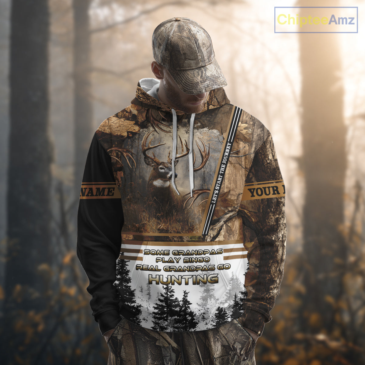 Best Brown Camouflage Deer Hunting Grandpa 3D All Over Printed Shirts, Deer Hunting Gifts NBT81