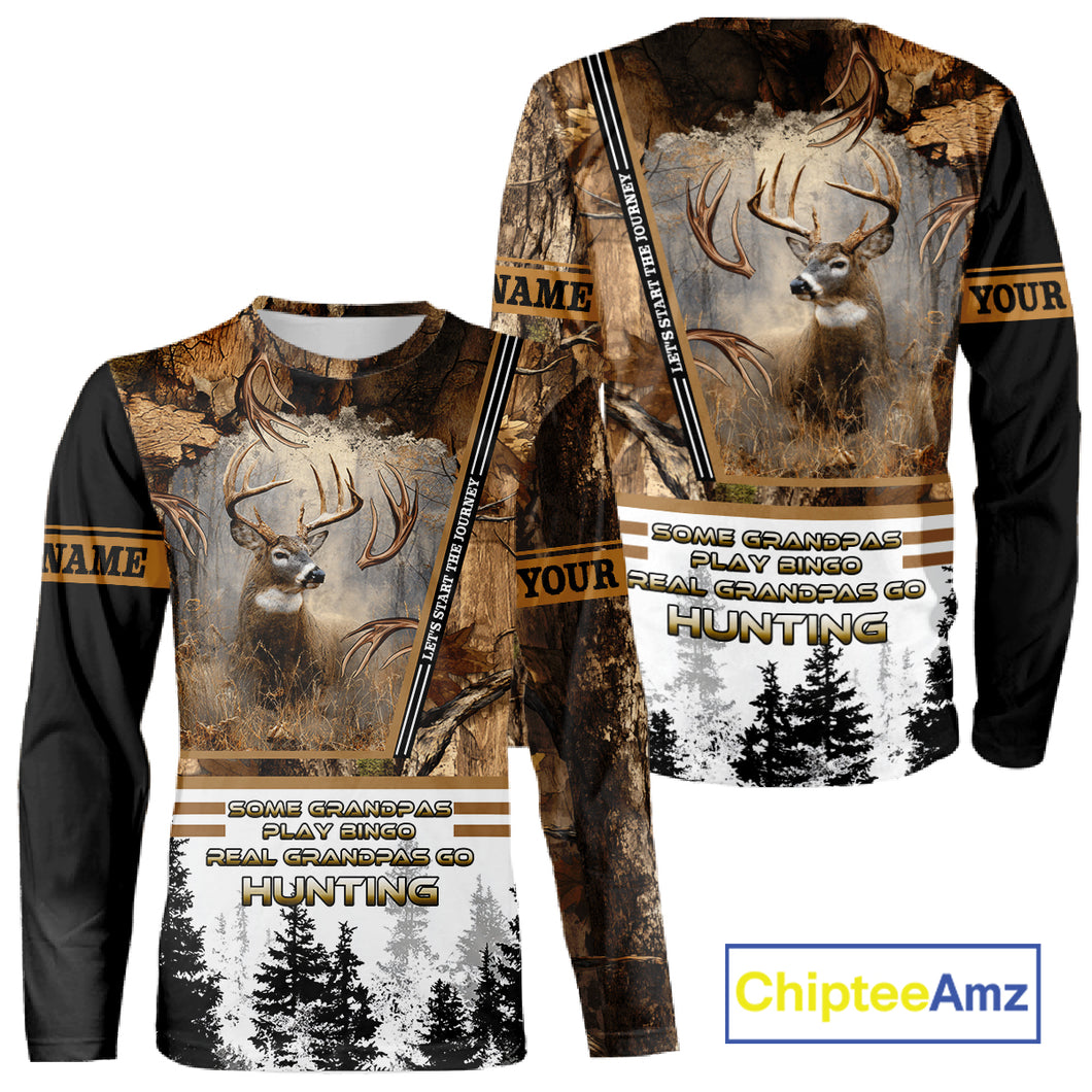 Best Brown Camouflage Deer Hunting Grandpa 3D All Over Printed Shirts, Deer Hunting Gifts NBT81