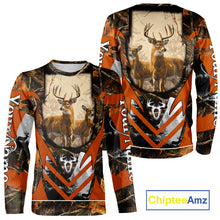 Load image into Gallery viewer, Deer Hunting Shirt Personalized 3D All Over Print Orange Camo Leather Pattern Hunting Clothes NBT94