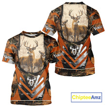 Load image into Gallery viewer, Deer Hunting Shirt Personalized 3D All Over Print Orange Camo Leather Pattern Hunting Clothes NBT94