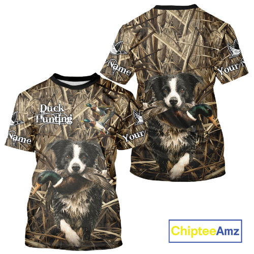 Custom Border Collies Duck Hunting Camo 3D Printed Shirts, Duck Hunting Apparel, Hunting Gifts NBT191