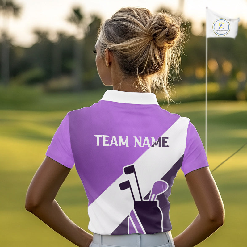 Purple Golf Bag Womens Golf Polo Shirts Custom Golf Shirts, Golf Attire For Ladies NBT577