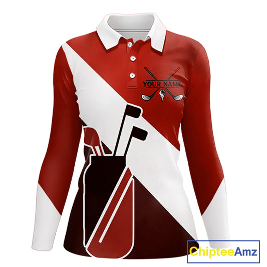 Red Golf Bag Womens Golf Polo Shirts Custom Golf Shirts, Golf Attire For Ladies NBT578