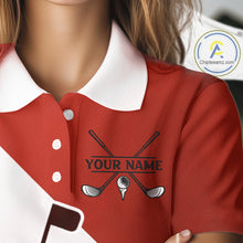 Load image into Gallery viewer, Red Golf Bag Womens Golf Polo Shirts Custom Golf Shirts, Golf Attire For Ladies NBT578