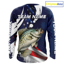 Load image into Gallery viewer, Crappie Fishing American Flag Custom Long Sleeve Tournament Fishing Shirts, Patriotic Crappie Fishing Jerseys NBT719