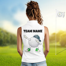 Load image into Gallery viewer, White Funny Golf Ball Custom Team Polo Shirt, Personalized Womens Sleeveless Golf Polo Shirt, Golf Lovers Gift NBT603
