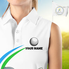 Load image into Gallery viewer, White Funny Golf Ball Custom Team Polo Shirt, Personalized Womens Sleeveless Golf Polo Shirt, Golf Lovers Gift NBT603