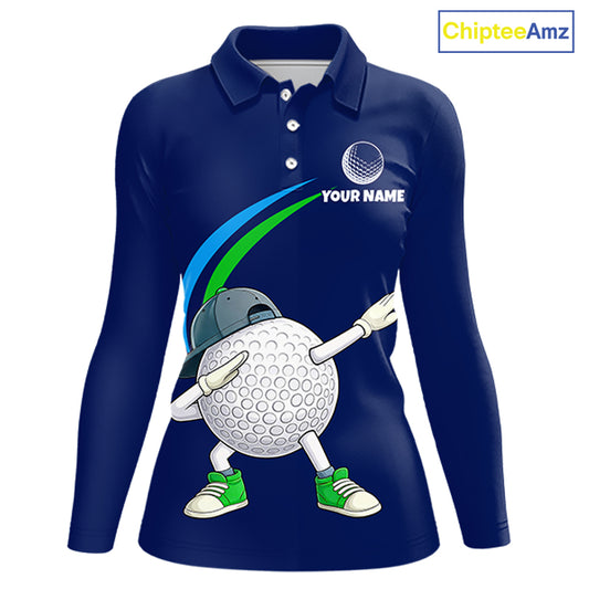 Blue Funny Golf Ball Custom Team Polo Shirt, Personalized Womens Golf Polo Shirt, Golf Lovers Gift NBT604