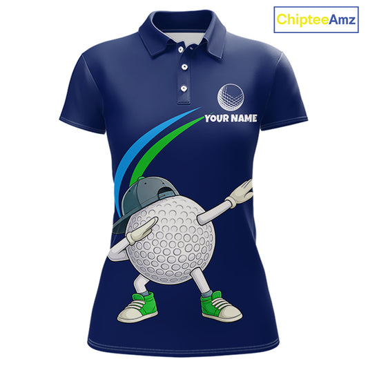 Blue Funny Golf Ball Custom Team Polo Shirt, Personalized Womens Golf Polo Shirt, Golf Lovers Gift NBT604