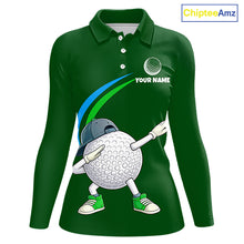 Load image into Gallery viewer, Green Funny Golf Ball Custom Team Polo Shirt, Personalized Womens Golf Polo Shirt, Golf Lovers Gift NBT605