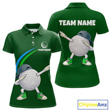 Load image into Gallery viewer, Green Funny Golf Ball Custom Team Polo Shirt, Personalized Womens Golf Polo Shirt, Golf Lovers Gift NBT605
