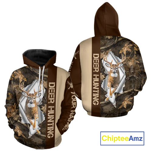 Whitetail Deer Hunting Shirt Forest Camo Custom Name Hunting Clothes For Deer Hunters NBT329