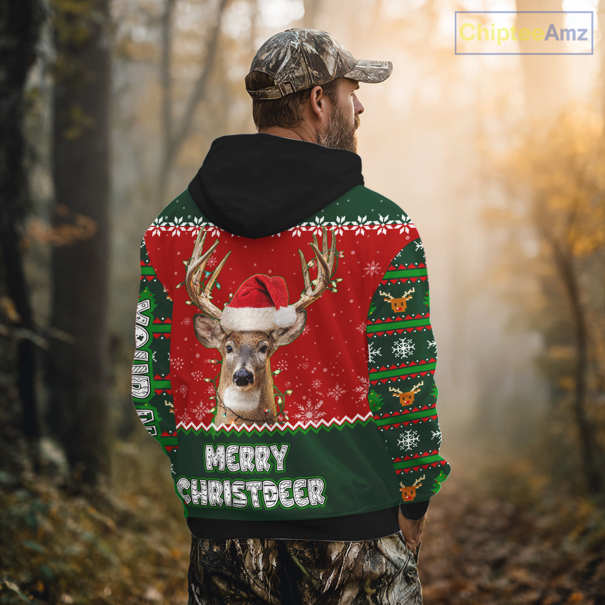 Funny Ugly Christmas Pattern Deer Hunting Custom Name 3D All Over Print Shirts Christmas Shirt NBT285