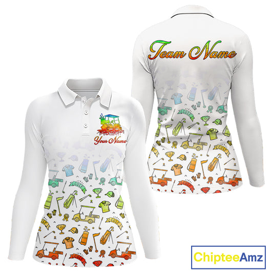 Womens Golf Polo Shirts Colorful Tie Dye Pattern Custom Name, Golf Shirts For Ladies NBT500