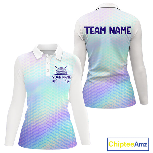 Hologram Womens Polo Golf  Shirts Custom Name Golf Shirt For Women, Golf Team Clothes NBT506