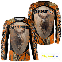 Load image into Gallery viewer, Deer Hunting Shirt Orange Camouflage Hoodie, Long Sleeve Custom Name For Men NBT245