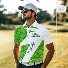 Load image into Gallery viewer, Green And White Golf Pattern Polo Golf Shirt For Men Custom Mens Golf Clothes, Golf Gifts NBT677
