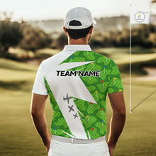 Load image into Gallery viewer, Green And White Golf Pattern Polo Golf Shirt For Men Custom Mens Golf Clothes, Golf Gifts NBT677