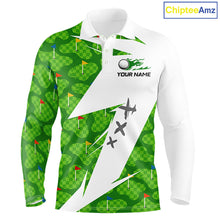 Load image into Gallery viewer, Green And White Golf Pattern Polo Golf Shirt For Men Custom Mens Golf Clothes, Golf Gifts NBT677