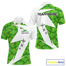 Load image into Gallery viewer, Green And White Golf Pattern Polo Golf Shirt For Men Custom Mens Golf Clothes, Golf Gifts NBT677
