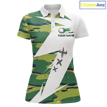Load image into Gallery viewer, Green And White Retro Golf Pattern Polo Golf Shirt For Women Custom Ladies Golf Clothes, Golf Gifts NBT678