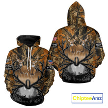 Load image into Gallery viewer, Whitetail Deer Hunting Camouflage Shirts with US Flag, Custom Hunting Shirt for Hunters NBT164