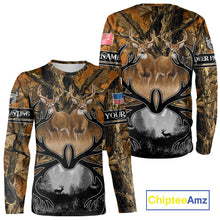 Load image into Gallery viewer, Whitetail Deer Hunting Camouflage Shirts with US Flag, Custom Hunting Shirt for Hunters NBT164