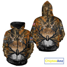 Load image into Gallery viewer, Whitetail Deer Hunting Camouflage Shirts with US Flag, Custom Hunting Shirt for Hunters NBT164