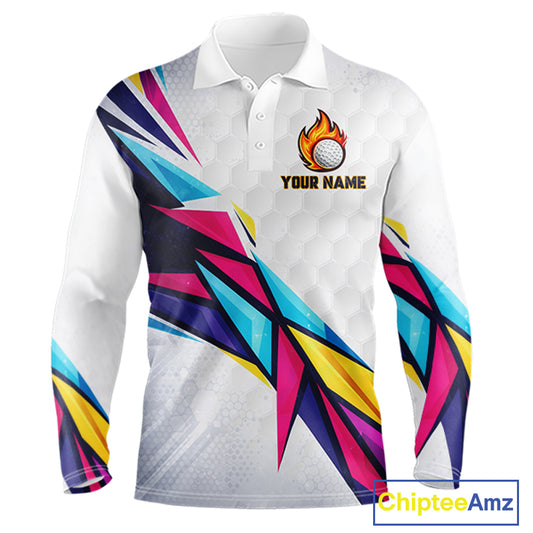 Mens Golf Polo Shirts Custom Name Golf Shirts For Men, White Golf Shirts, Gift For Golf Lovers NBT549