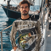 Load image into Gallery viewer, Largemouth Bass Grass Camo Custom Name Fishing Shirt, Bass Fishing Shirts For Men NBT354