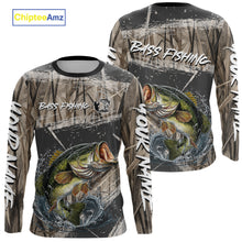 Load image into Gallery viewer, Largemouth Bass Grass Camo Custom Name Fishing Shirt, Bass Fishing Shirts For Men NBT354
