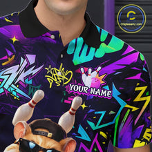 Load image into Gallery viewer, Custom Funny Hamster Purple Graffiti Pattern Bowling Team Shirt Polo &amp; 1/4 Bowling Outfit NBT877