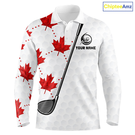 Custom Canadian Flag Mens Golf Polo Shirt Custom Maple Leaves Canada Golf Shirt For Men, Golf Gifts NBT556