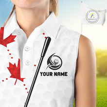 Load image into Gallery viewer, Custom Canadian Flag Womens Sleeveless Golf Polo Shirt Custom Maple Leaves Canada Golf Shirt For Ladies, Golf Gifts NBT556