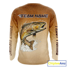 Load image into Gallery viewer, Brown Trout Fish Skin Long Sleeve Fishing Shirts Custom Name, Trout Fishing Shirts NBT402