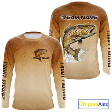 Load image into Gallery viewer, Brown Trout Fish Skin Long Sleeve Fishing Shirts Custom Name, Trout Fishing Shirts NBT402